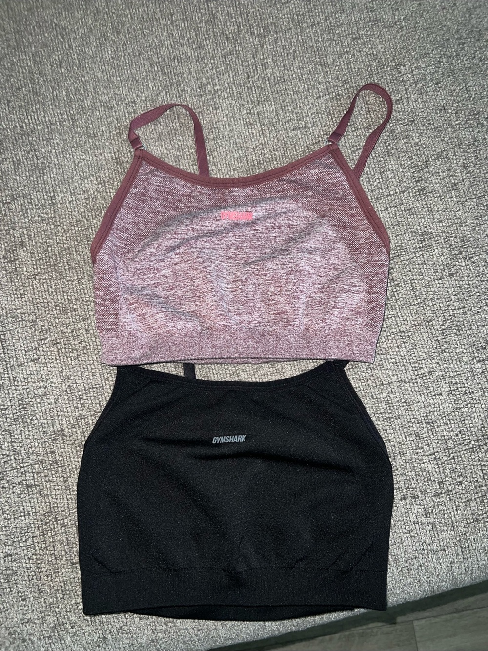 Gymshark Mauve Heather and Black Sports Bras